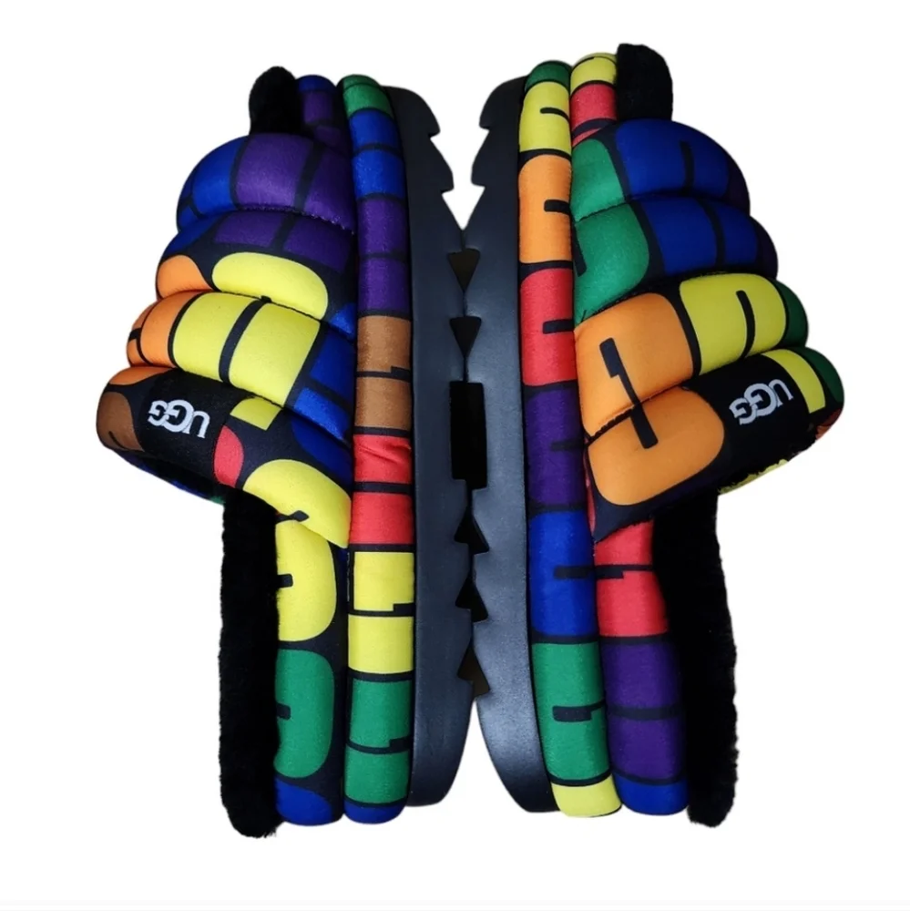 UGG Pride Logo Maxi Slide Shoes Multicolor Size 8 New
